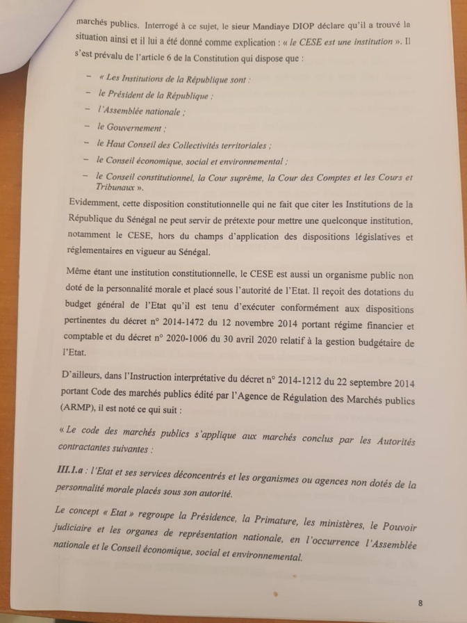 Les cafards de Mimi Touré à la tête du CESE : " La somme 2.136. 548.819 francs Cfa à été budgétisée et dépensée vers des destinations inconnues"