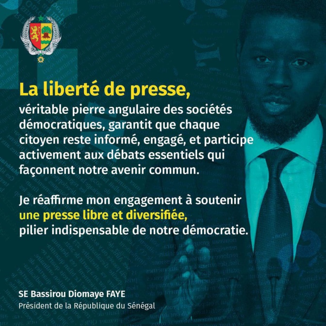 Journée mondiale de la Liberté de la Presse. Le message du Président Bassirou Diomaye Faye