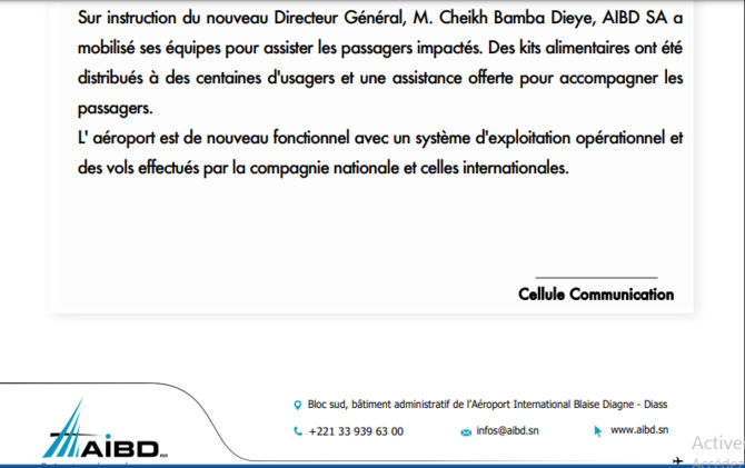 Suite à sa fermeture provoquée: LʼAéroport international Blaise Diagne est rouvert depuis 9h 30