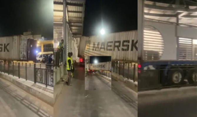 Premier acte d’indiscipline sur la voie du Brt : Un camion conteneur force le passage et fait des dégâts