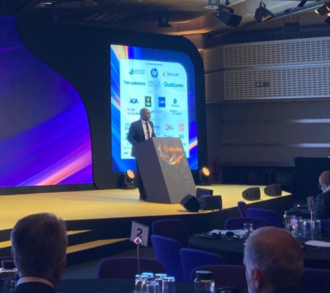 Moustapha Guirassy, Ministre de l’Education nationale, au Forum mondial pour l'Education, Londres 2024 Moustapha Guirassy, Ministre de l’Education nationale, au Forum mondial pour l'Education, Londres 2024