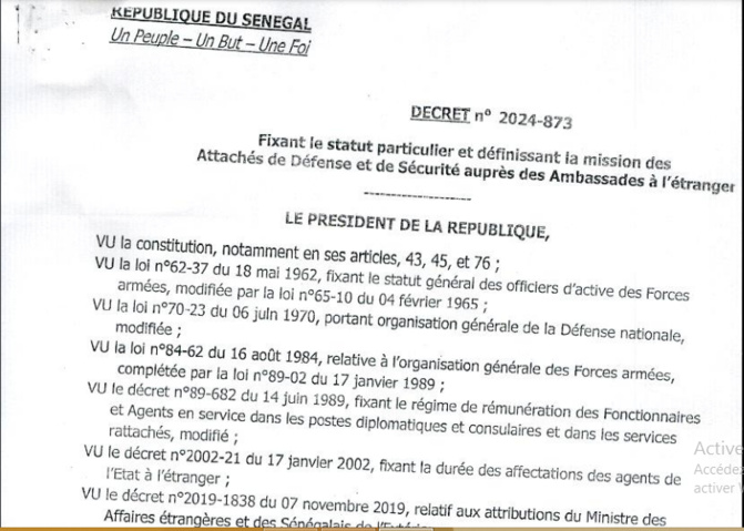 Général Souleymane Kandé "affecté" à New Delhi: C'est l’ex-président Macky Sall qui avait pris un décret pour les attachés militaires... Général Souleymane Kandé "affecté" à New Delhi: C'est l’ex-président Macky Sall qui avait pris un décret pour les attachés militaires...