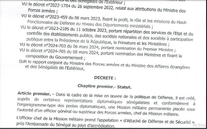 Général Souleymane Kandé "affecté" à New Delhi: C'est l’ex-président Macky Sall qui avait pris un décret pour les attachés militaires... Général Souleymane Kandé "affecté" à New Delhi: C'est l’ex-président Macky Sall qui avait pris un décret pour les attachés militaires...