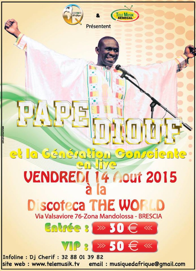 Pape Diouf en live, le 14 août, à la Discoteca The World via valsaviore 76 zone Mandolossa Brescia