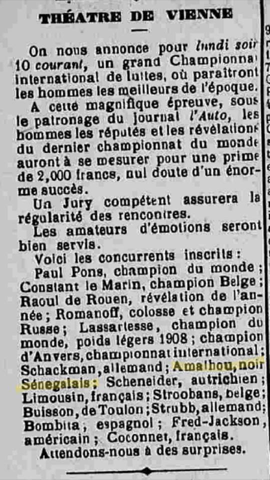 1909 ou 1910 Grand Championnat International de Luttes à Paris... Amalhou y était !