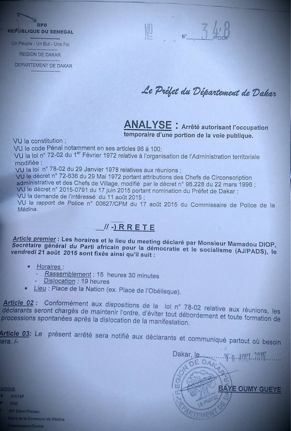 Le meeting de l’opposition autorisé par le préfet de Dakar (Exclusif Leral)