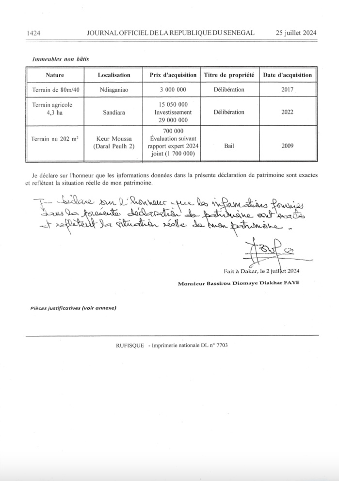 Bassirou Diomaye Faye remet sa déclaration de patrimoine au Conseil Constitutionnel : Les détails Bassirou Diomaye Faye remet sa déclaration de patrimoine au Conseil Constitutionnel : Les détails