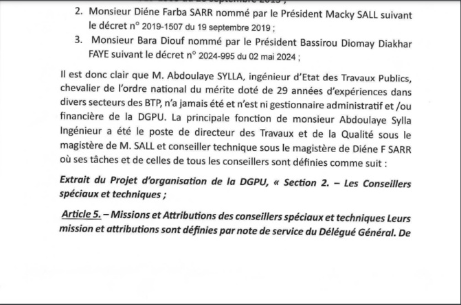 Suite à l’article de Leral.net, « Rapport accablant de la Cour des comptes ou scandale à la DGPU » : Abdoulaye Sylla dément et précise… Suite à l’article de Leral.net, « Rapport accablant de la Cour des comptes ou scandale à la DGPU » : Abdoulaye Sylla dément et précise…