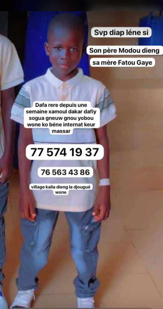 Avis de recherches: Pape Birame Dieng dit Pape Diop, habitant du village de Kalamine Dieng à Louga, perdu de vue