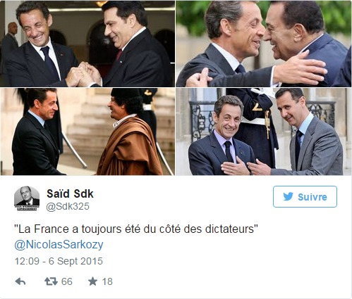 "La France a toujours été du côté des dictateurs", dixit Nicolas Sarkozy