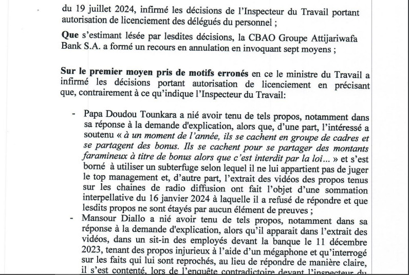 Demande de Réintégration des délégués licenciés de la Cbao Attijariwafa banq SA: La Cour suprême vient de casser la décision du ministre Demande de Réintégration des délégués licenciés de la Cbao Attijariwafa banq SA: La Cour suprême vient de casser la décision du ministre