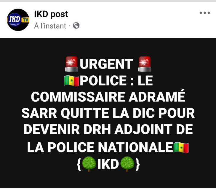 Police nationale: Commissaire Adramé Sarr devient DRH adjoint Police nationale: Commissaire Adramé Sarr devient DRH adjoint