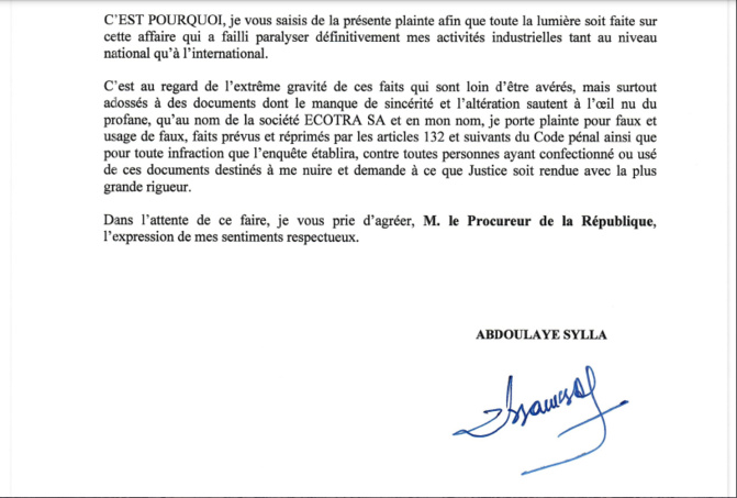 Accusé d’avoir convoyé de l’or par jet privé vers l’extérieur du pays : Après sa convocation à la Dic, Abdoulaye Sylla, DG d'Ecotra, porte plainte, pour faux et usage de faux…