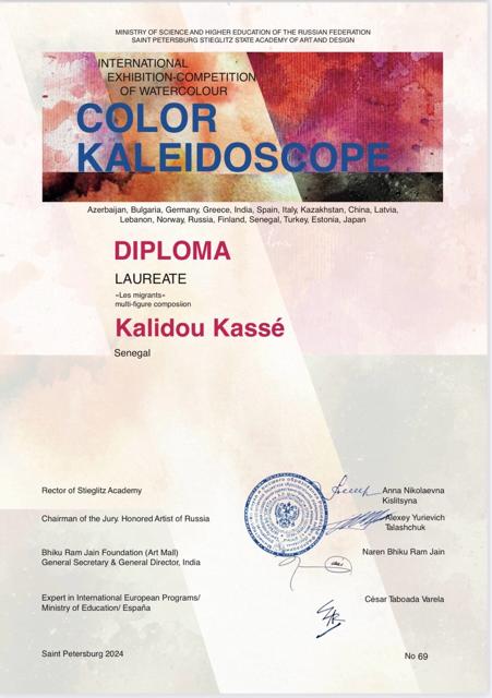 Technique de l'aquarelle : Kalidou Kassé, artiste plasticien, a remporté le prix du concours international Technique de l'aquarelle : Kalidou Kassé, artiste plasticien, a remporté le prix du concours international