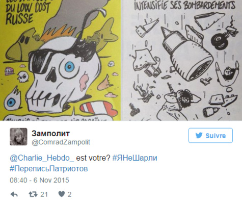 Les dessins de Charlie Hebdo sur le crash de l'Airbus ne font pas rire la Russie