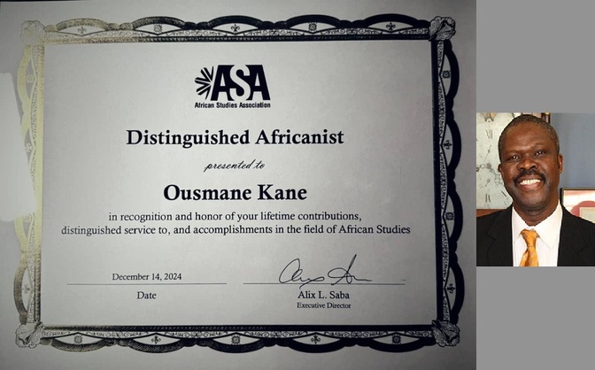 Le Sénégal honoré aux États-Unis : Pr. Ousmane Oumar Kane reçoit le prestigieux Distinguished Africanist Award