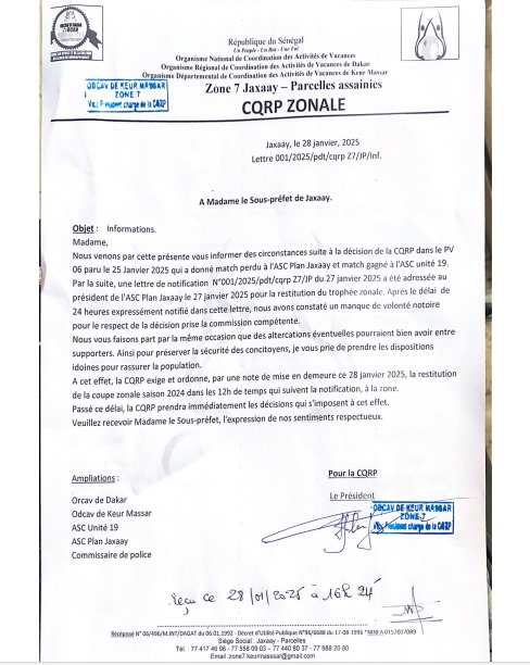 Finale des Navétanes / Zone 7 de Keur Massar : Polémique autour du trophée entre l’ASC Unité 19 et l’ASC Plan Jaxaay Finale des Navétanes / Zone 7 de Keur Massar : Polémique autour du trophée entre l’ASC Unité 19 et l’ASC Plan Jaxaay