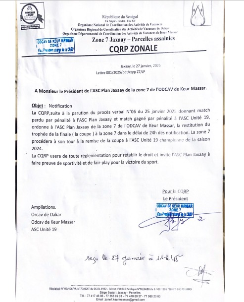 Finale des Navétanes / Zone 7 de Keur Massar : Polémique autour du trophée entre l’ASC Unité 19 et l’ASC Plan Jaxaay Finale des Navétanes / Zone 7 de Keur Massar : Polémique autour du trophée entre l’ASC Unité 19 et l’ASC Plan Jaxaay