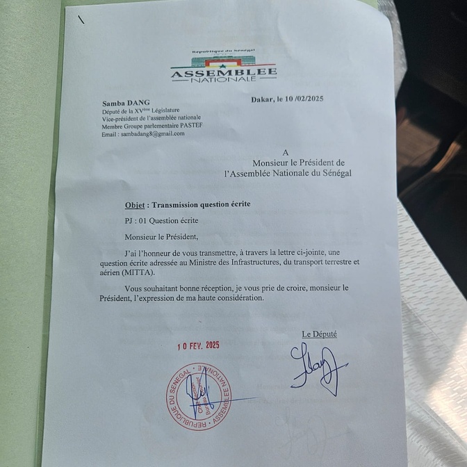 Transport et sécurité : Le député du pouvoir Samba Dang interpelle le MITTA Transport et sécurité : Le député du pouvoir Samba Dang interpelle le MITTA