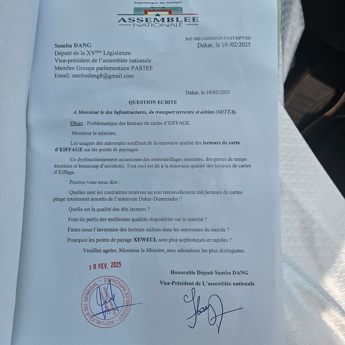 Transport et sécurité : Le député du pouvoir Samba Dang interpelle le MITTA Transport et sécurité : Le député du pouvoir Samba Dang interpelle le MITTA