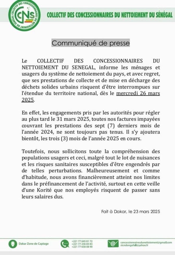 Les concessionnaires du nettoiement menacent d'aller en grève le 26 mars prochain