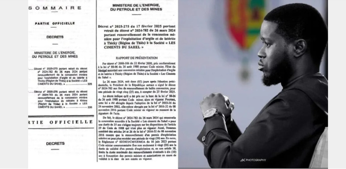 Le Président Diomaye Faye annule les concessions minières accordées à Ciments du Sahel
