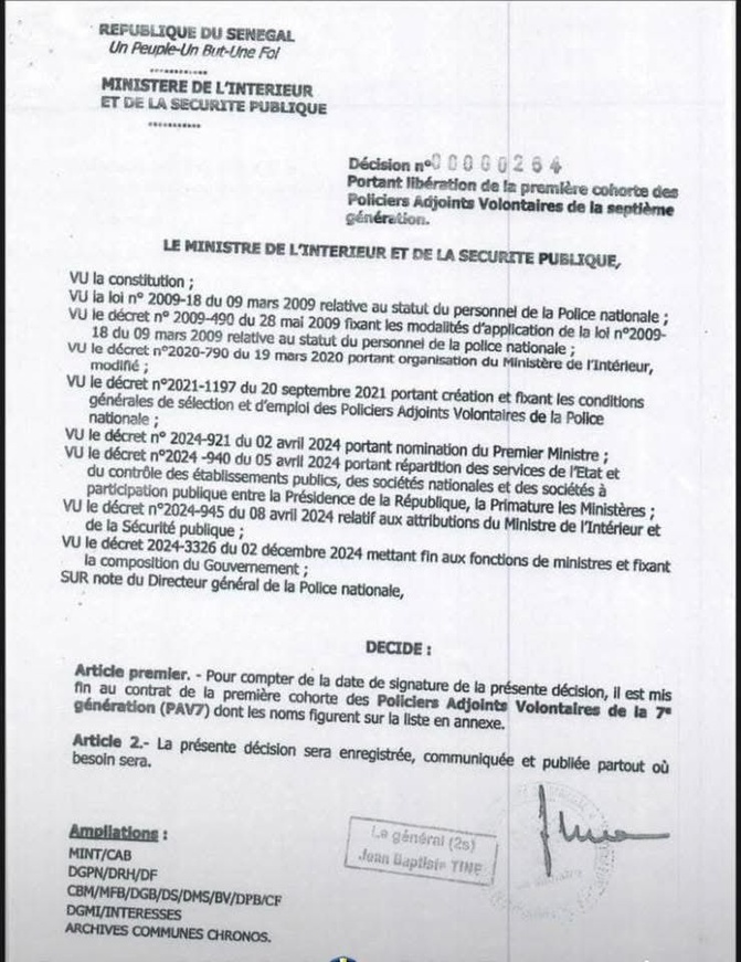 Le ministère de l’Intérieur met fin au contrat de la première cohorte des Policiers Adjoints Volontaires de la 7e génération (PAV7)