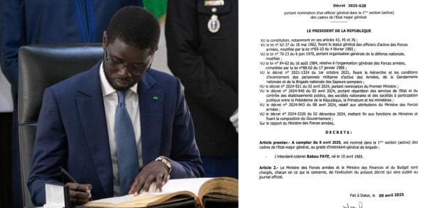 Armées : L’officier Babou Faye promu au grade d’Intendant-Général de brigade