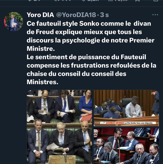 Assemblée nationale : Yoro Dia parle d'Ousmane Sonko et évoque le divan de Freud Assemblée nationale : Yoro Dia parle d'Ousmane Sonko et évoque le divan de Freud