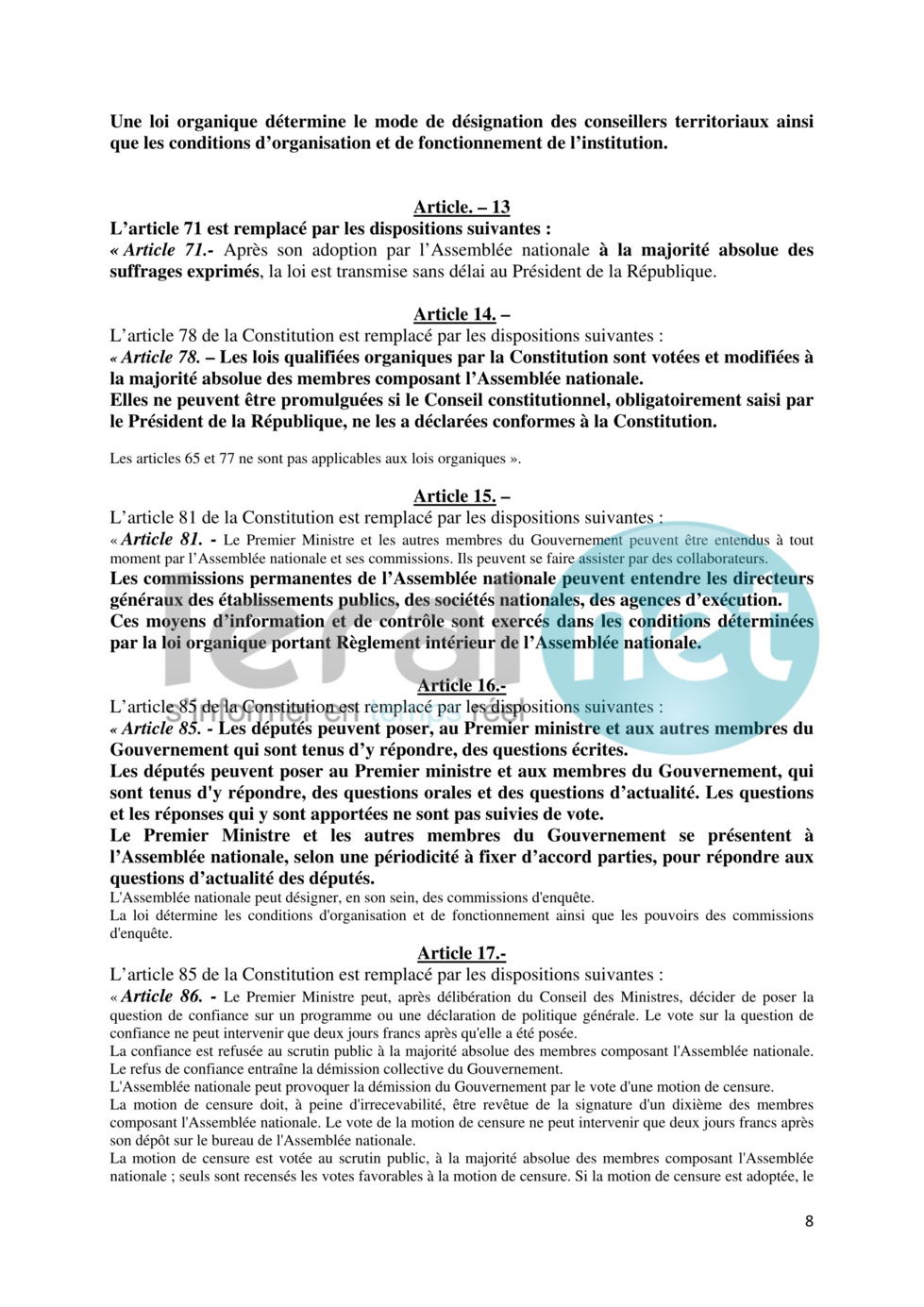 Voici le projet de révision de la constitution que va proposer Macky Sall (Documents)