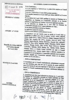 Urgent : Le Conseil constitutionnel a rejeté la loi interprétative de la loi d’Amnistie Urgent : Le Conseil constitutionnel a rejeté la loi interprétative de la loi d’Amnistie