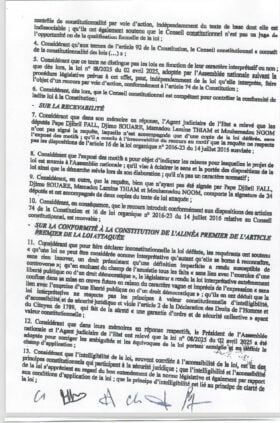 Urgent : Le Conseil constitutionnel a rejeté la loi interprétative de la loi d’Amnistie Urgent : Le Conseil constitutionnel a rejeté la loi interprétative de la loi d’Amnistie