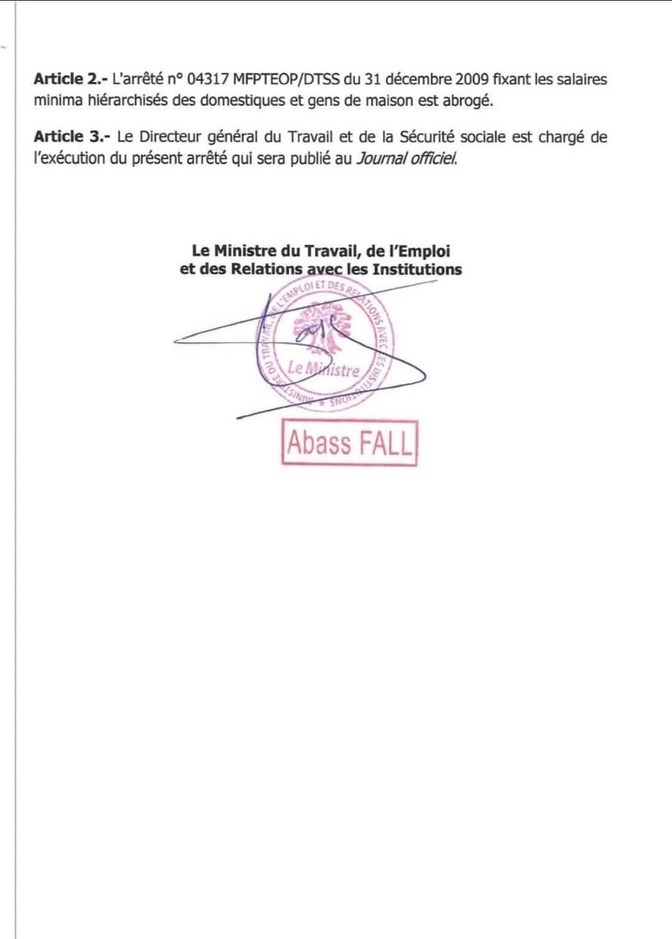 Travailleurs domestiques : Le ministère revoit les salaires minima à la hausse