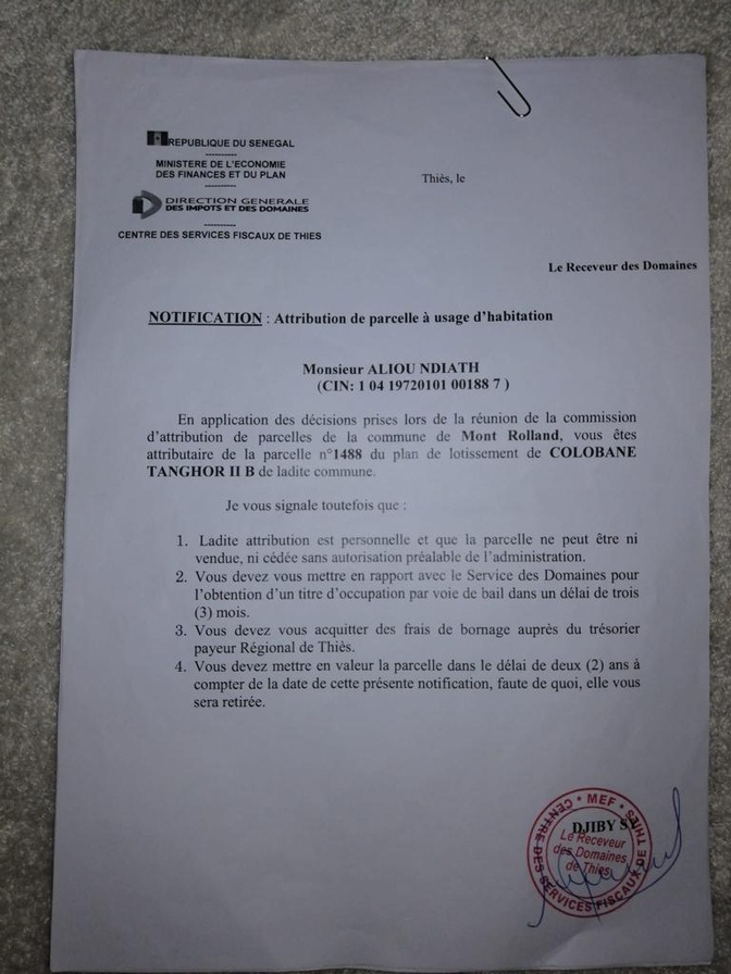 Affaire foncière présumée à Thiès : Mamoudou Sy et 49 émigrés s’apprêtent à porter plainte à Dakar, contre Mor Guèye alias Sope Naby (Documents) Affaire foncière présumée à Thiès : Mamoudou Sy et 49 émigrés s’apprêtent à porter plainte à Dakar, contre Mor Guèye alias Sope Naby (Documents)
