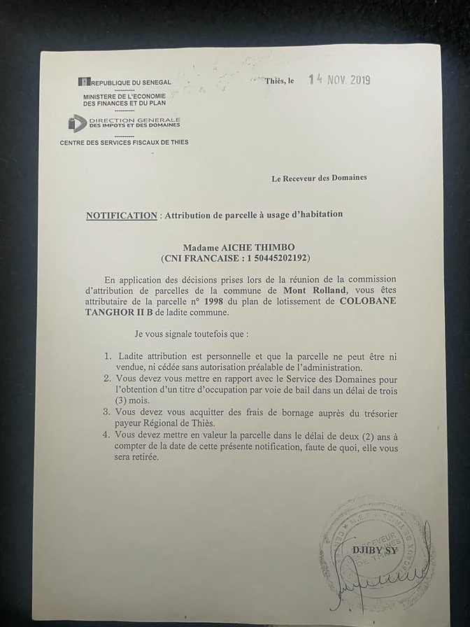 Affaire foncière présumée à Thiès : Mamoudou Sy et 49 émigrés s’apprêtent à porter plainte à Dakar, contre Mor Guèye alias Sope Naby (Documents) Affaire foncière présumée à Thiès : Mamoudou Sy et 49 émigrés s’apprêtent à porter plainte à Dakar, contre Mor Guèye alias Sope Naby (Documents)
