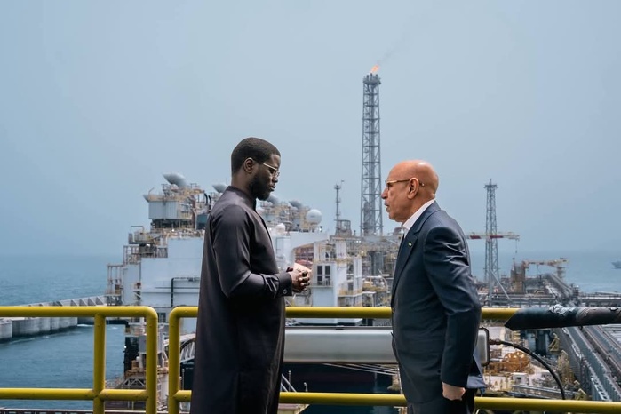 Saint-Louis : Le Président Bassirou Diomaye Diakhare Faye et son homologue de la Mauritanie, en visite sur la plateforme gazière GTA Saint-Louis : Le Président Bassirou Diomaye Diakhare Faye et son homologue de la Mauritanie, en visite sur la plateforme gazière GTA