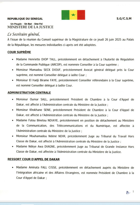 Le Conseil supérieur de la magistrature procède à d’importantes nominations