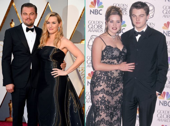 Oscars 2016 – Leonardo DiCa­prio et Kate Wins­let réunis 20 ans après Tita­nic : la photo souve­nir qui pique