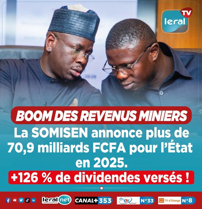 Explosion des revenus miniers : La SOMISEN verse plus de 70 milliards FCfa à l’État, en 2025 !