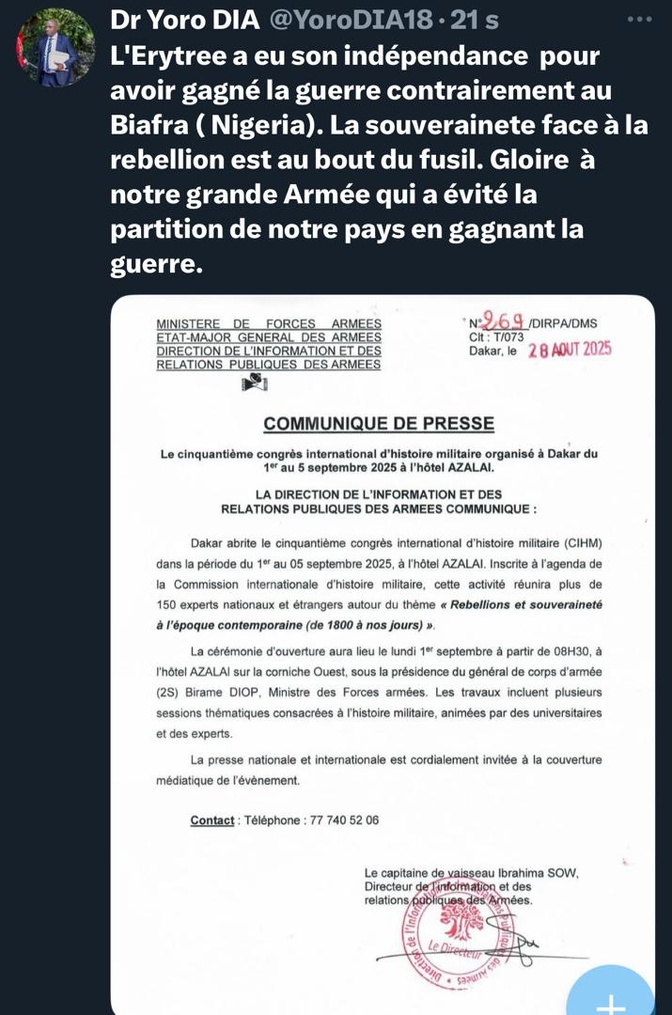 Dr Yoro Dia, ancien Ministre: “la souveraineté face à la rebellion est au bout du fusil”