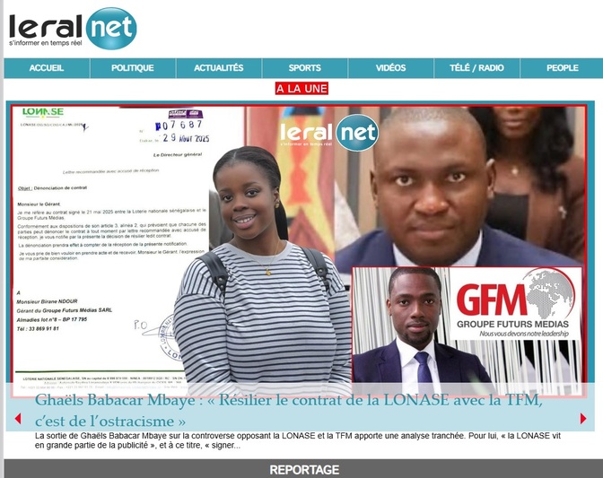 Ghaëls Babacar Mbaye : « Résilier le contrat de la LONASE avec la TFM, c’est de l’ostracisme » Ghaëls Babacar Mbaye : « Résilier le contrat de la LONASE avec la TFM, c’est de l’ostracisme »
