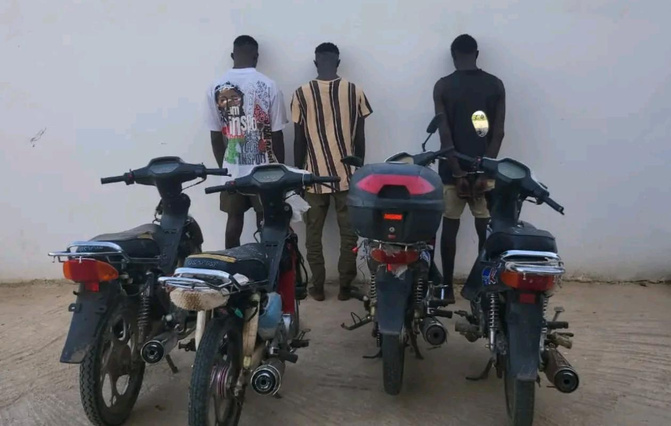 Kaolack : la police de Ndorong met la main sur un trio de voleurs de motos