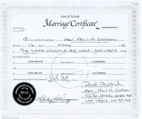 Marriage certificate образец