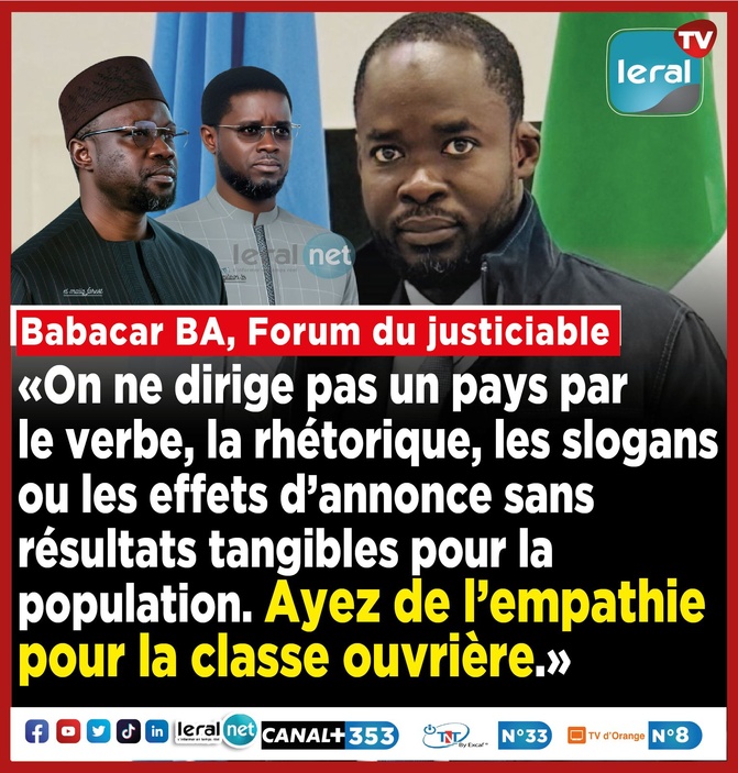 Babacar Bâ du Forum du Justiciable adresse un message fort au régime Diomaye-Sonko