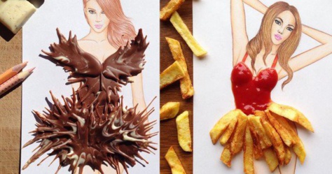 Il réalise des robes avec des frites, du chocolat et du dentifrice... Le résultat est impressionnant !