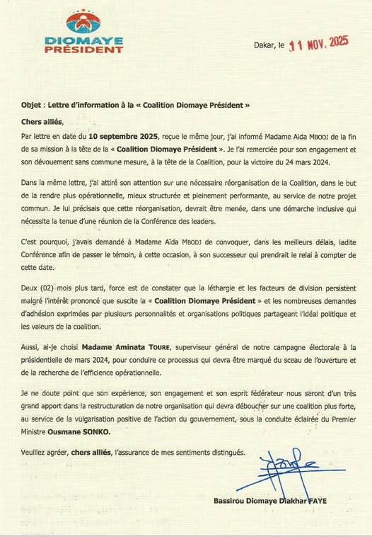 « Coalition Diomaye Président » : Bassirou Diomaye Faye met fin à la mission d’Aïda Mbodji