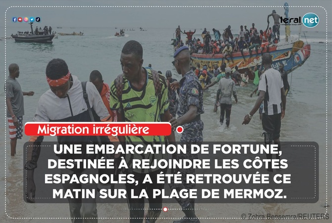Migration irrégulière : Une embarcation de fortune, retrouvée sur la plage de Mermoz, ce dimanche