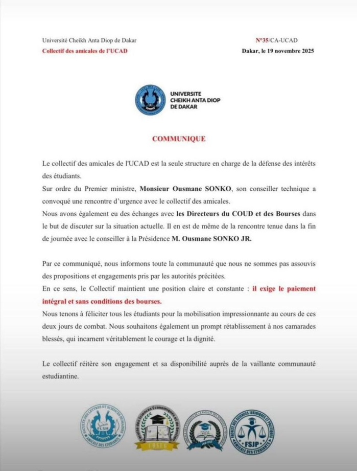 Rencontres d’urgence à l’UCAD : Le Collectif reste ferme sur ses revendications