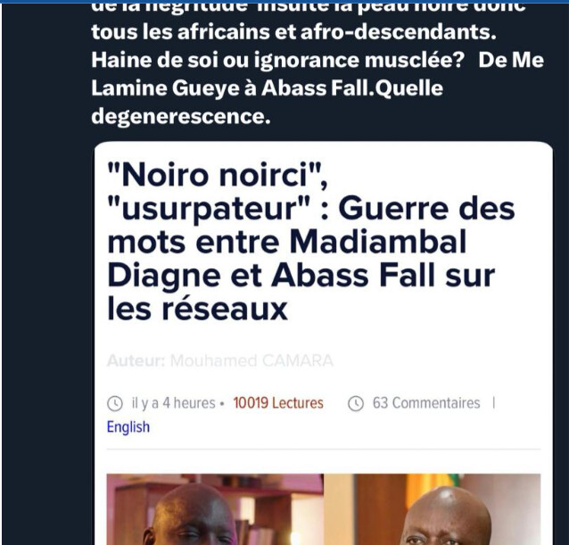 Dr Yoro Dia, ancien Ministre : « Le Maire de la capitale du pays de Senghor et Cheikh Anta et phare de la négritude insulte la peau… »
