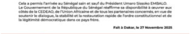 Après le coup d'Etat en Guinée-Bissau : Le rôle du Président Bassirou Diomaye Faye, sur l’exfiltration d’Embaló
